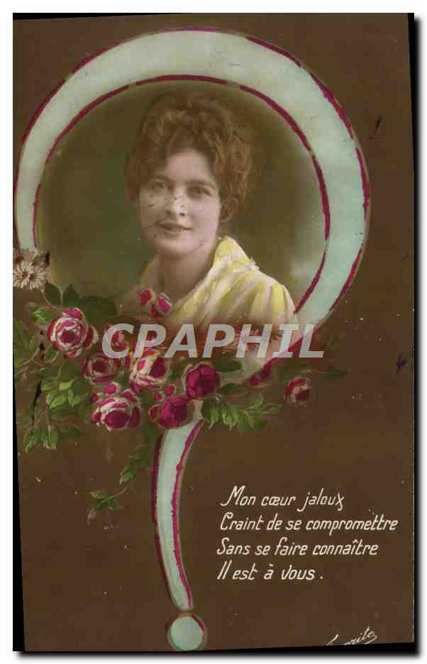 CPA Fantaisie Femme Point d'interrogation