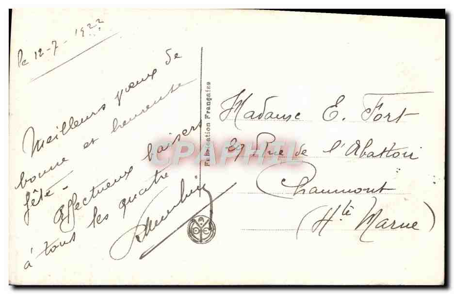 CPA Fantaisie Homme — Verso