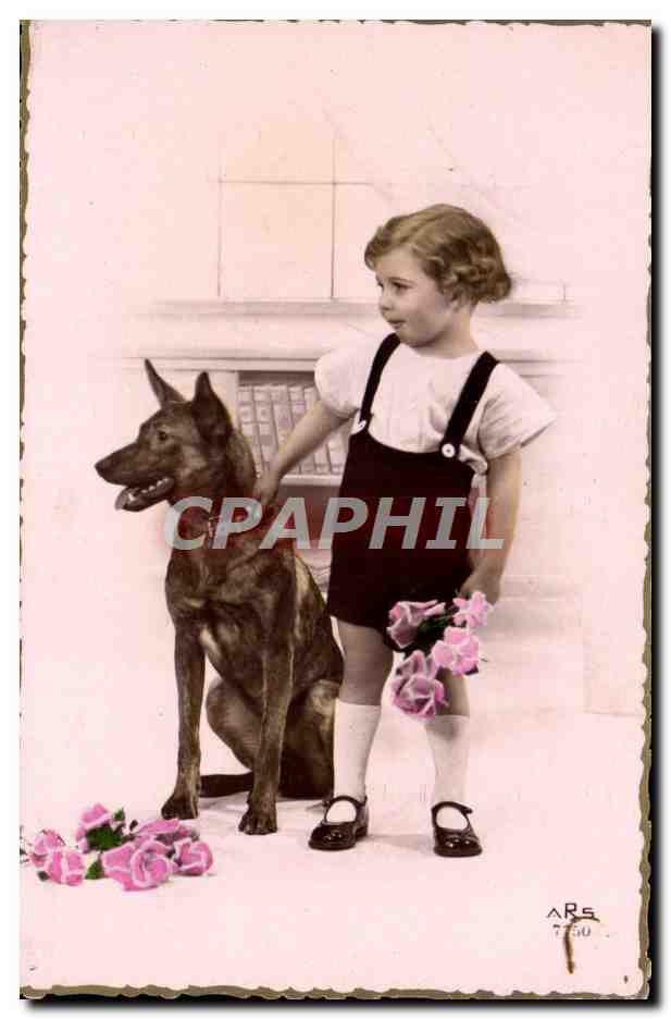 Fille et chien allemand — roses — ARS 7750