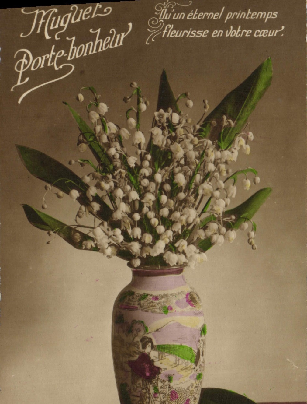 CPA Fantaisie Fleurs Muguet Vase Japon Nippon