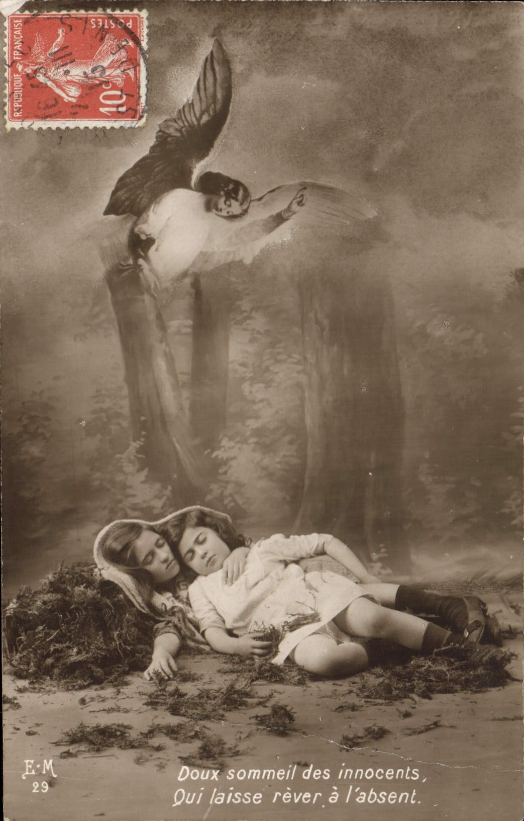 CPA Fantaisie Enfants Doux sommeil des innocents Ange 
