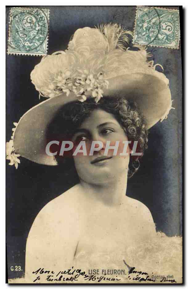 Lise Fleuron — Portrait féminin en chapeau orné — Ogeran, phot.