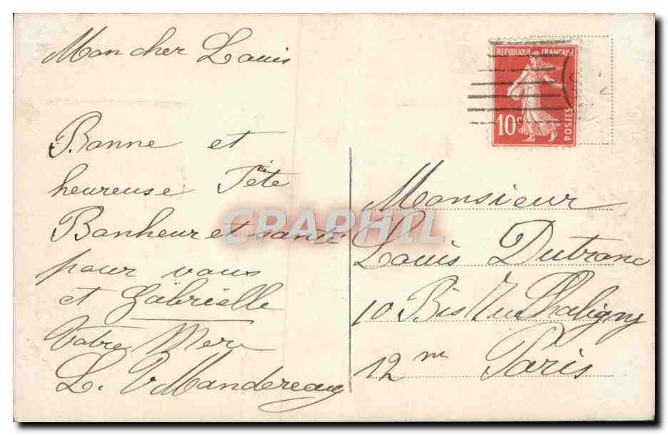 Jeune femme tenant un bouquet de roses — Vive Ste Louis — éditeur CPAPHIL n° 3164 — Verso