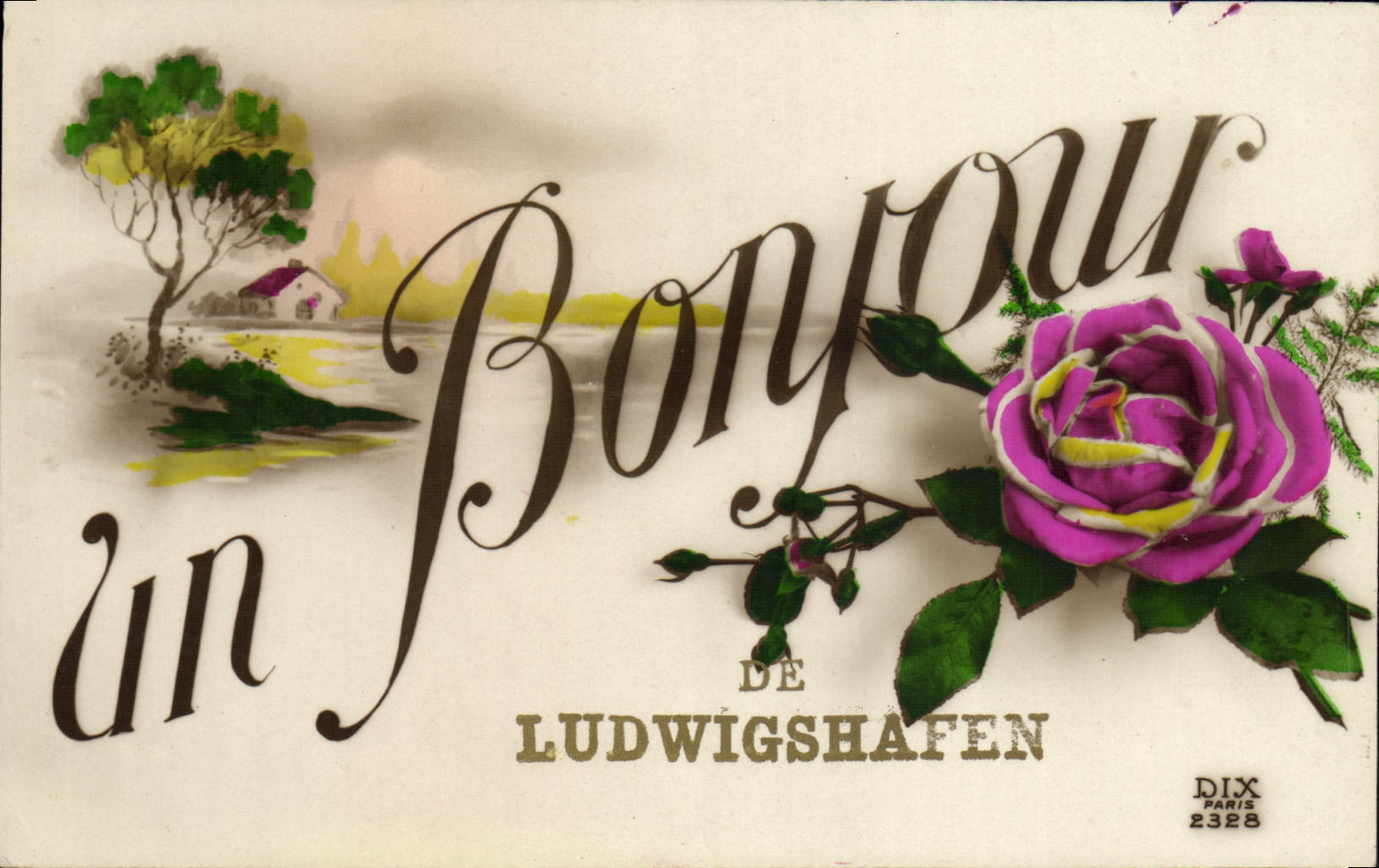 CPA Fantaisie Fleurs Un bonjour de Ludwigshafen 
