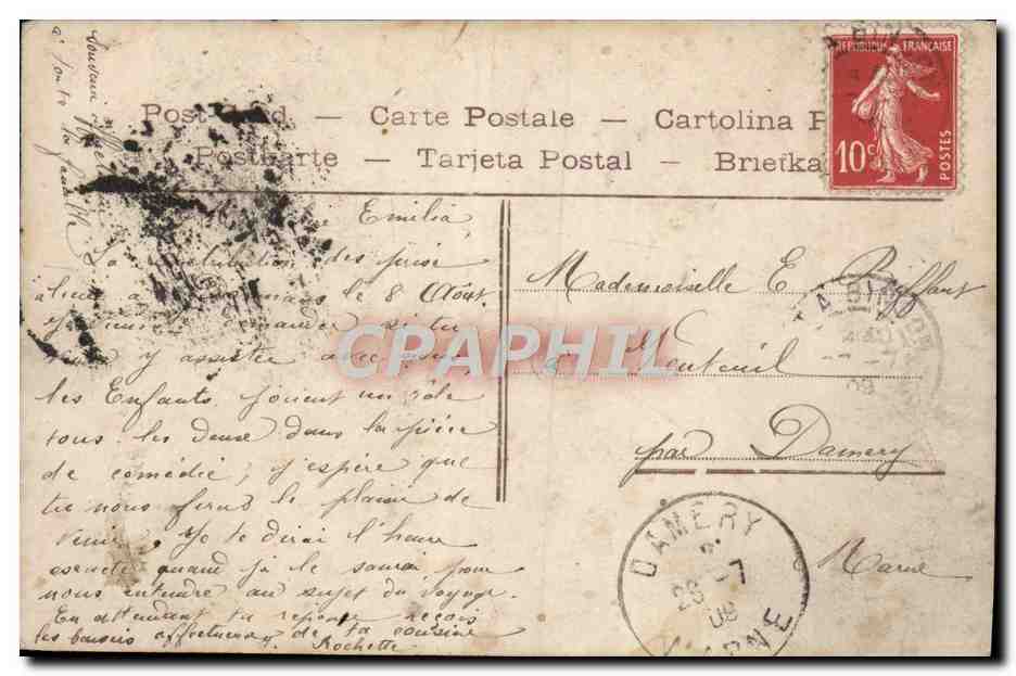 Donna con cesto di rose — Souvenir d'Amitié — PCO n°4197 — Verso