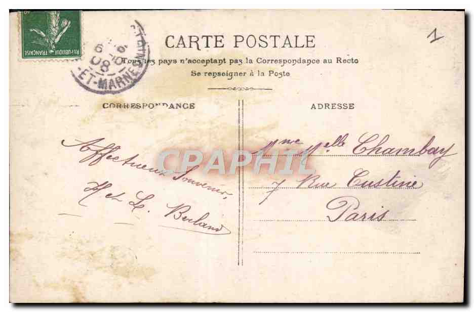 CPA Fantaisie Enfant Ange Automobile De Villemer  — Rückseite