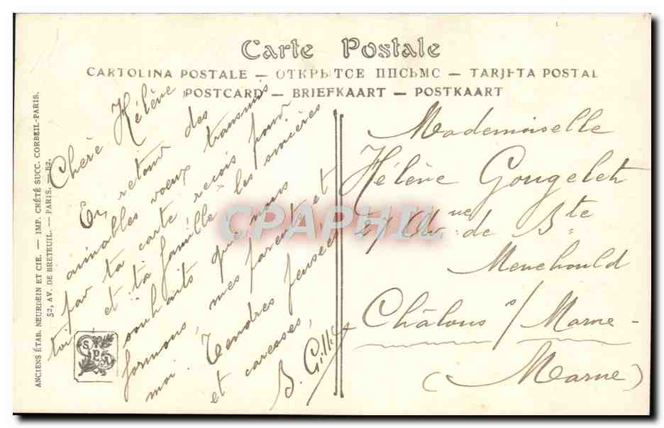 CPA Fantaisie Femme Salons de Paris Camille Bellanger Le chemin de Chenoise  — Verso