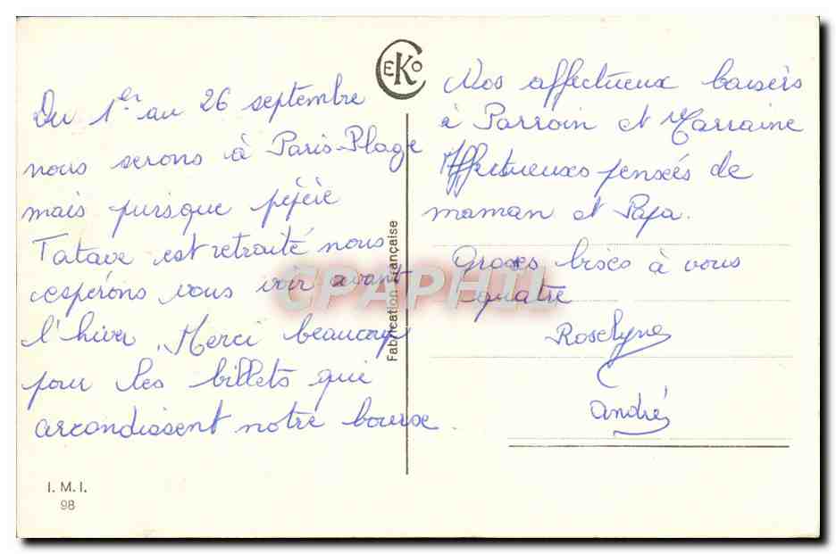 CPA Fantaisie Fleurs — Rückseite
