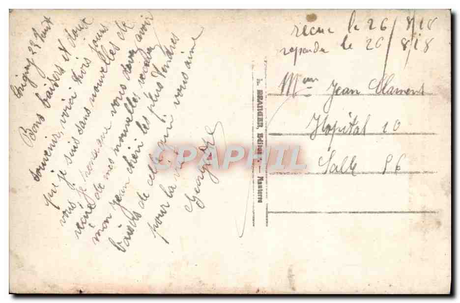 Deux amoureux sur un banc — éditeur L. Brailier, Dijon — n° de série 4186 — Verso