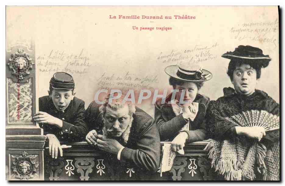 Die Familie Durand am Theater — Eine tragische Szene — Postkarte