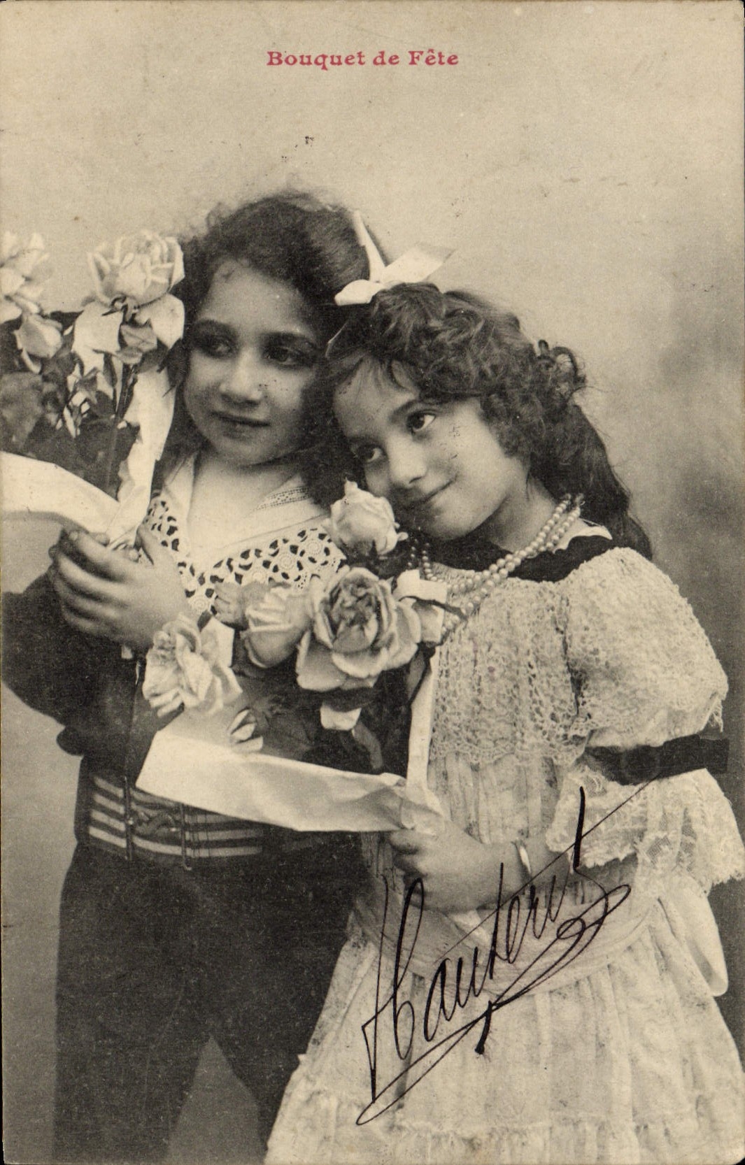 CPA Fantaisie Enfants Bouquet de fete