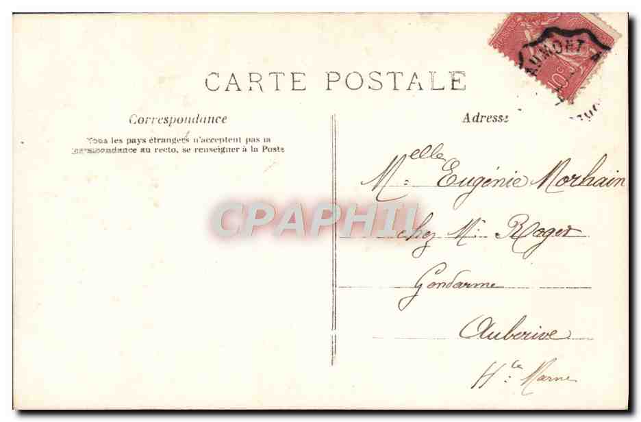 Deux enfants dans un décor de forêt — Bonjour à Mme A. Nortach — éditeur M. A. Nortach, n° 492 — Reverso