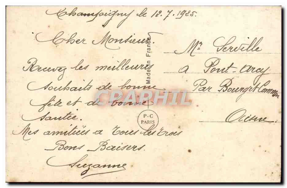 Jeune femme avec roses — éditeur P-C, n° 1530 — Verso