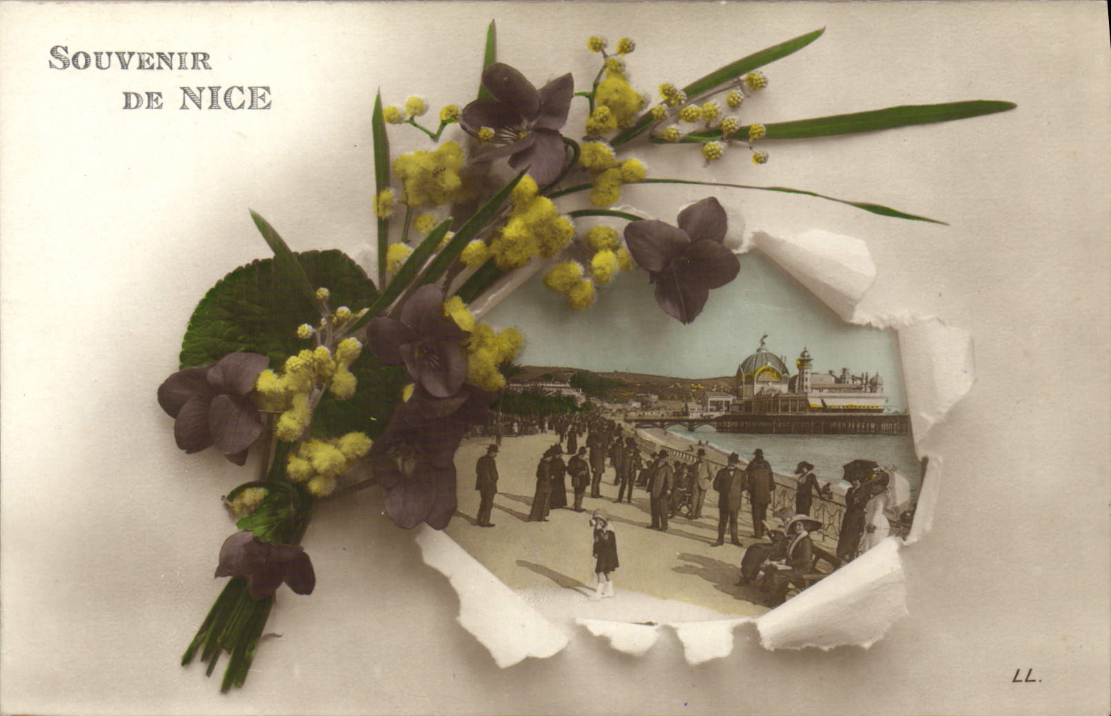 CPA Fantaisie Fleurs Souvenir de Nice 