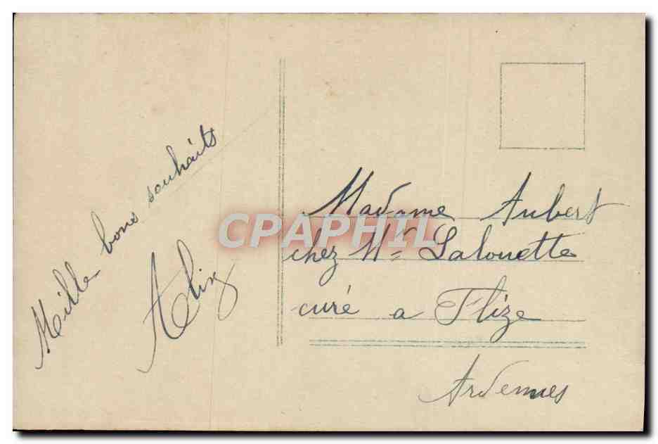 Jeune femme en robe bleue tenant des boîtes — Bonne et Heureuse Année — Aéro, n°003 — Reverso