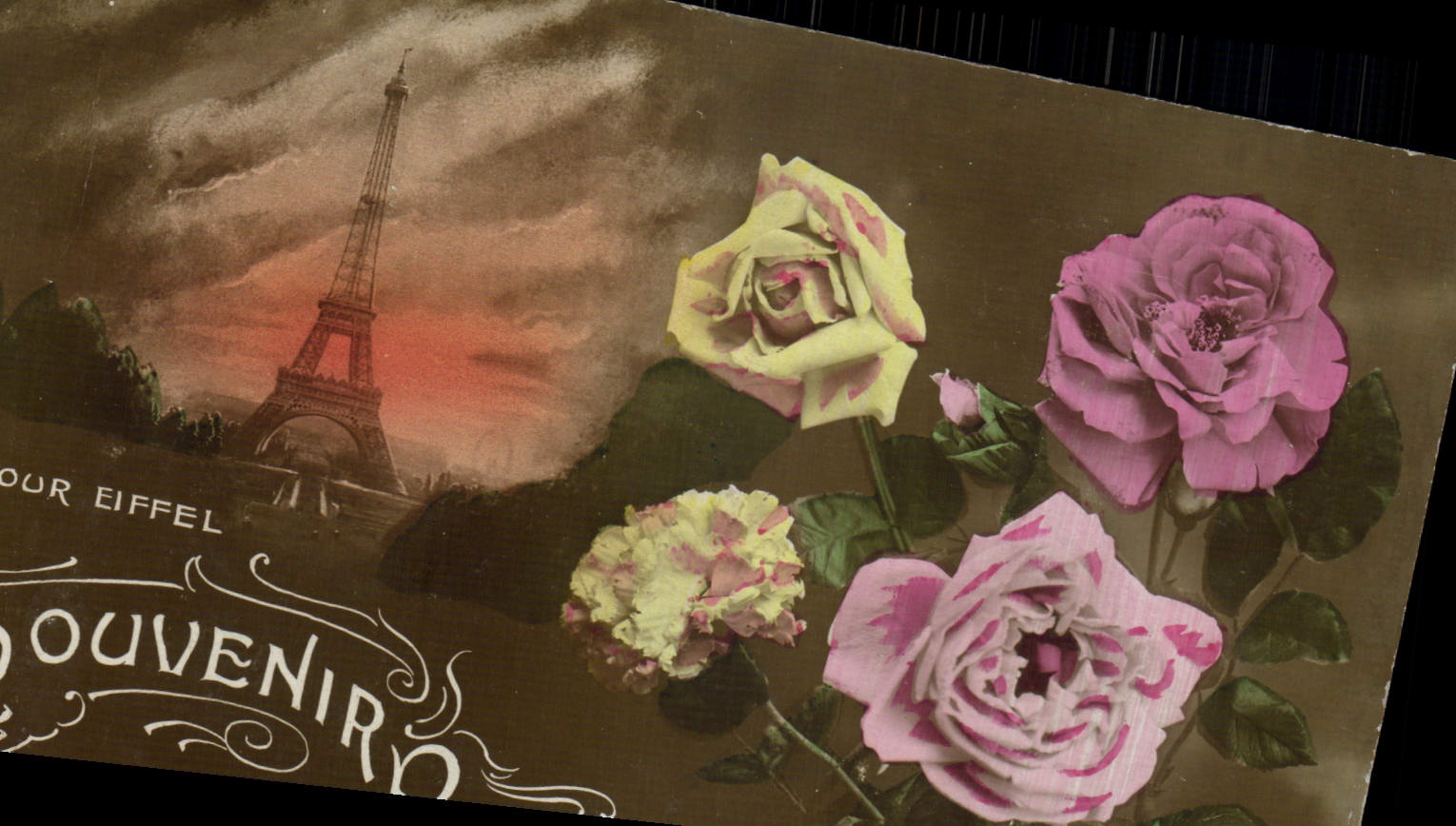 CPA Fantaisie Fleurs Paris Tour Eiffel