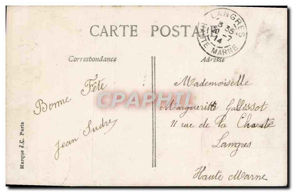Junge Frau in blühendem Kleid — 'À vous mes tendresses' — J.C. Paris, n°22 — Rückseite