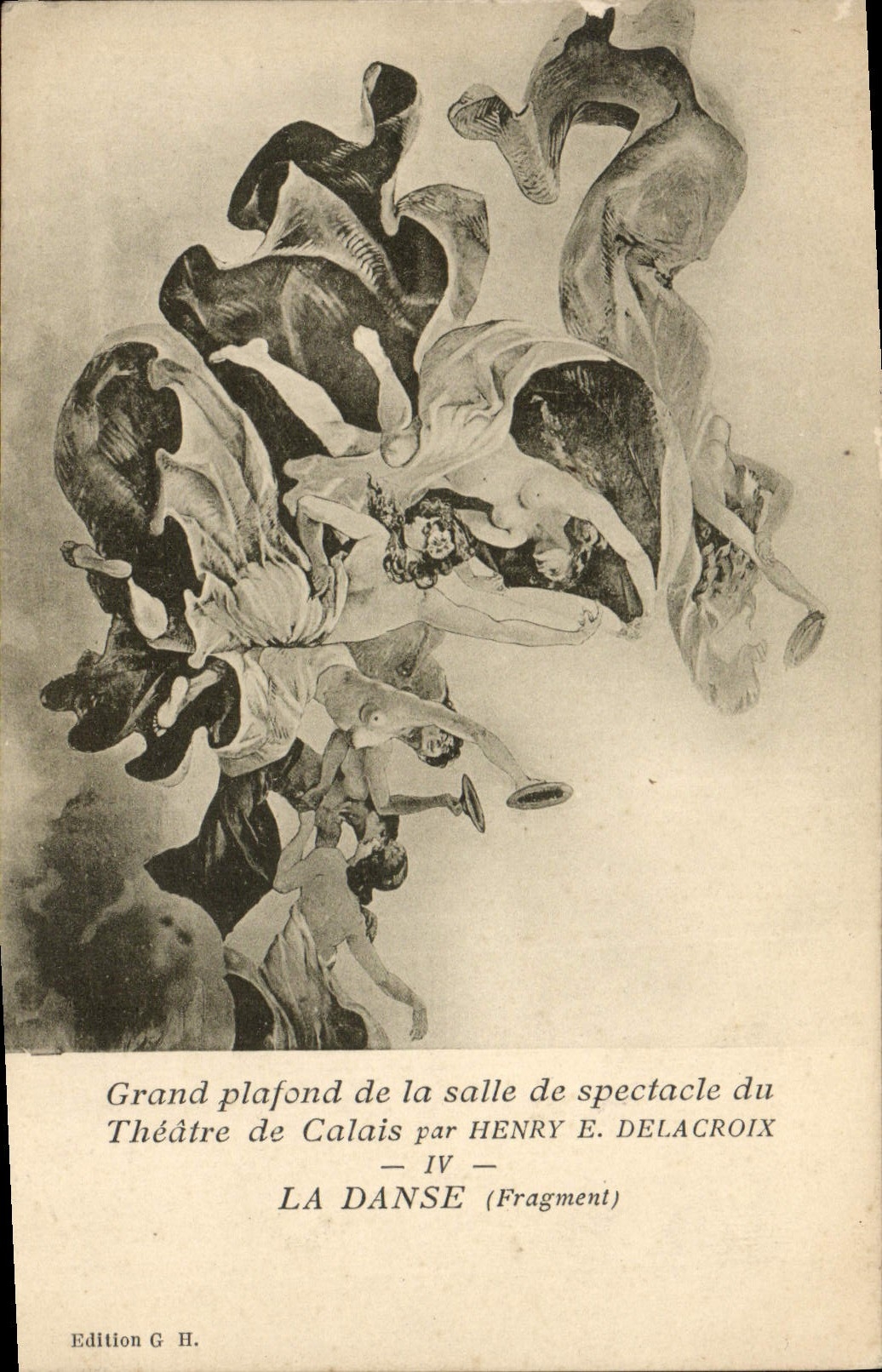 CPA Fantaisie Femmes Grand plafond de la salle de spectacle du Theatre de Calais par Henry E Delacroix La danse Fragment