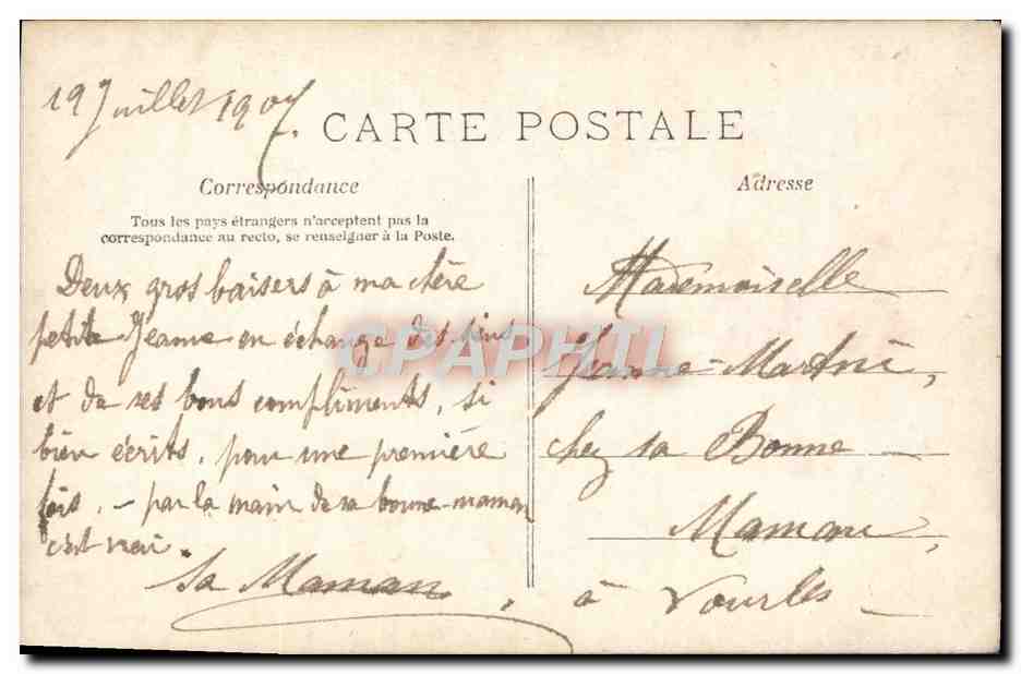 Tarjeta postal antigua Fantasía Mujer Niño Grande Mamá — Reverso