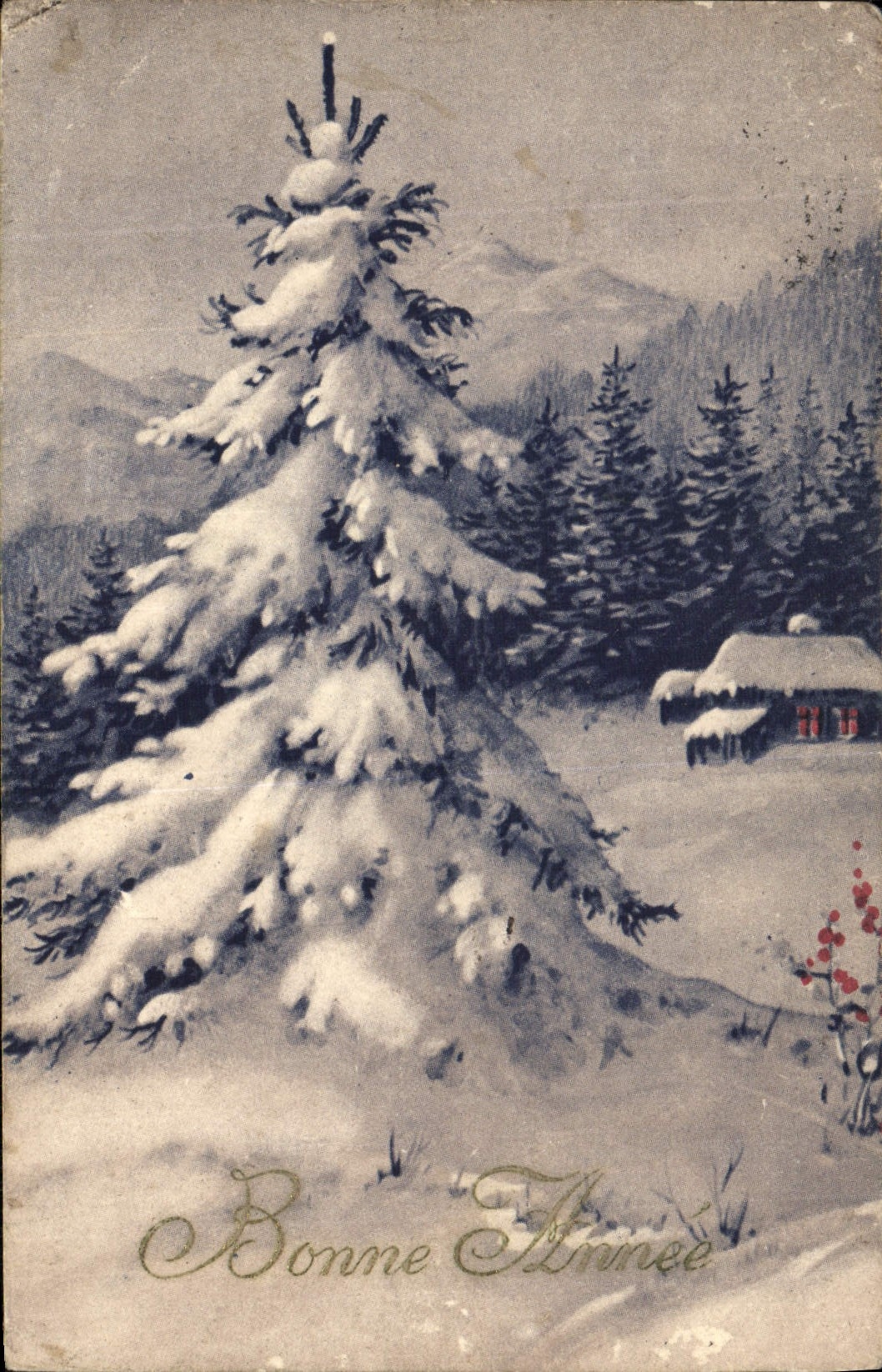 CPA Fantaisie Bonne annee Sapin