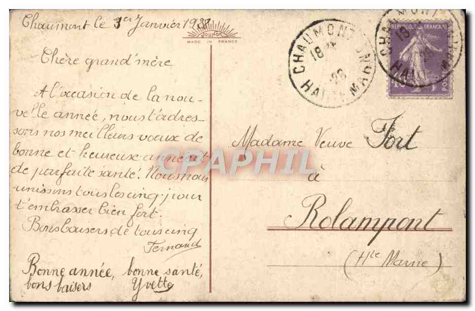 CPA Fantaisie Bonne annee Sapin — Rückseite