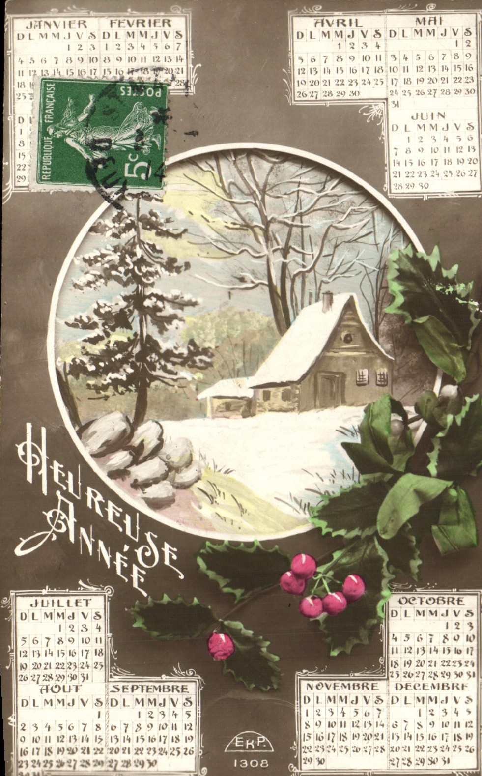 CPA Fantaisie Heureuse annee Calendrier 