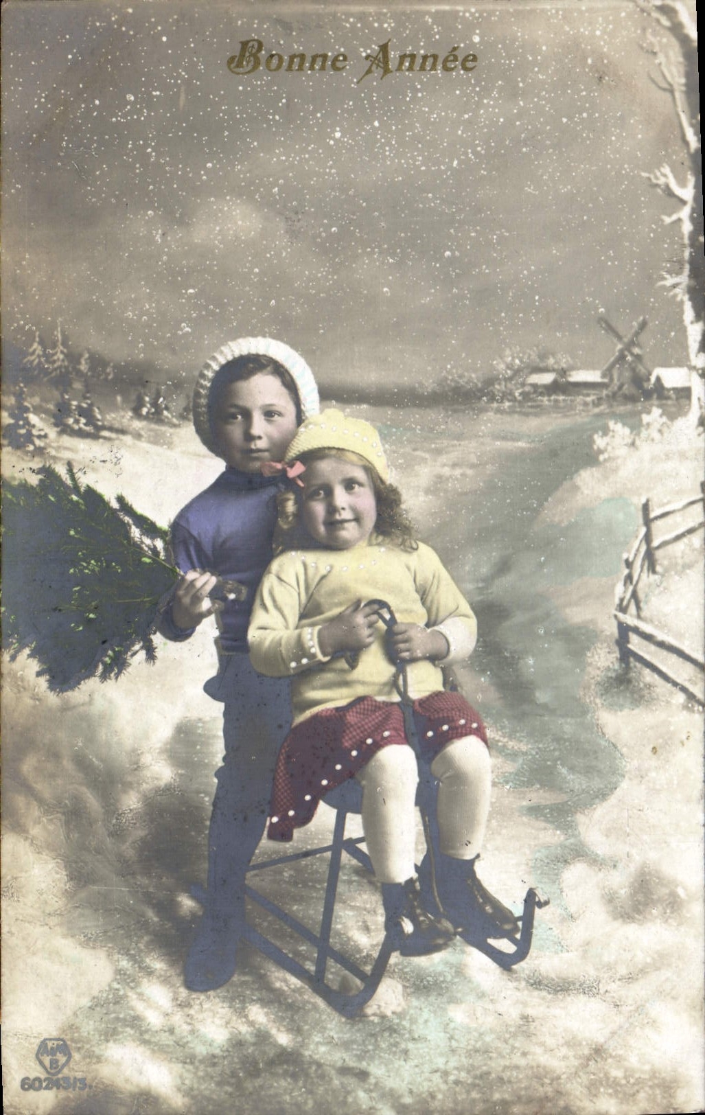 CPA Fantaisie Enfants Luge 