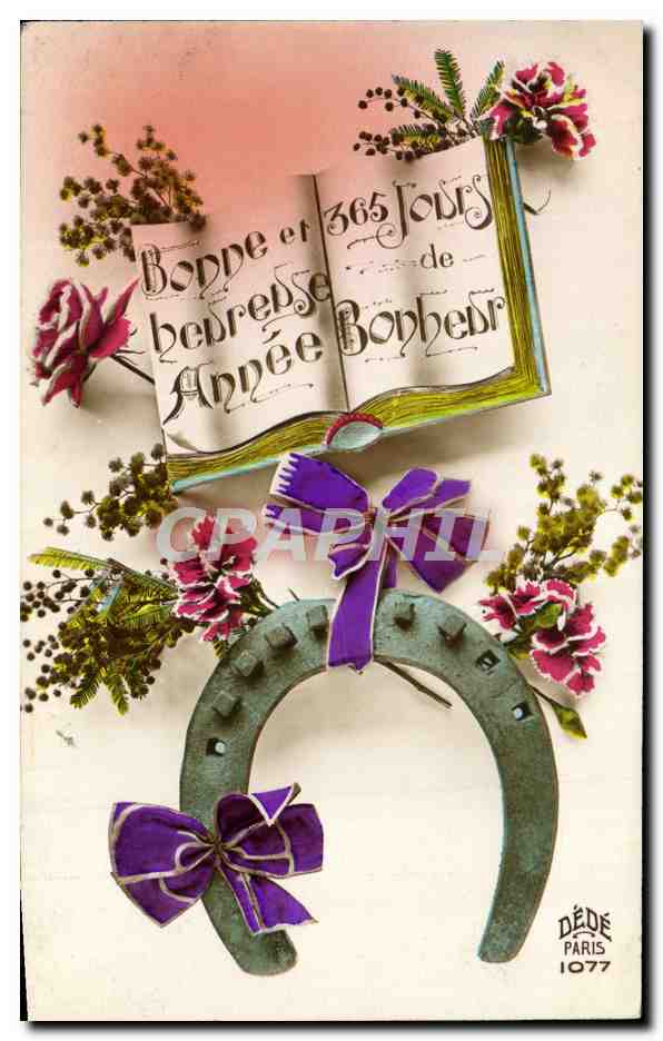 CPA Fantaisie Fleurs Fer a cheval