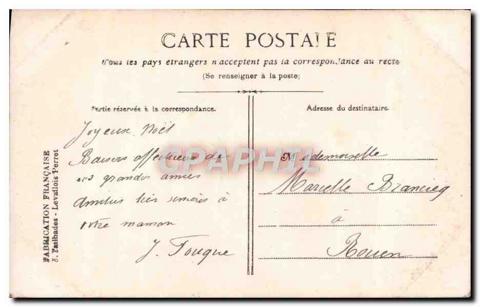 CPA Fantaisie Noel Sabot — Rückseite