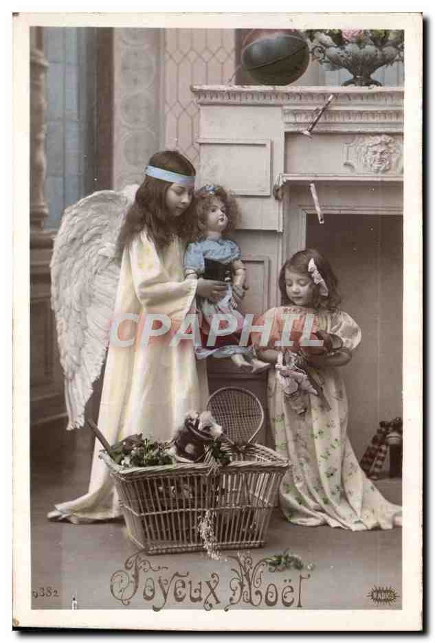 CPA Fantaisie Noel anges Poupee