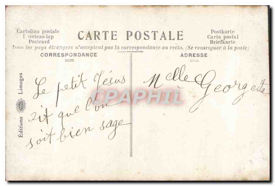 CPA Fantaisie Noel anges Poupee — Rückseite