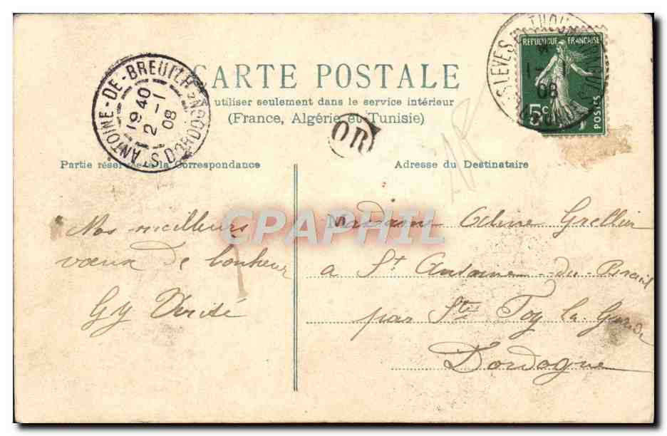 CPA Fantaisie Fleurs — Rückseite