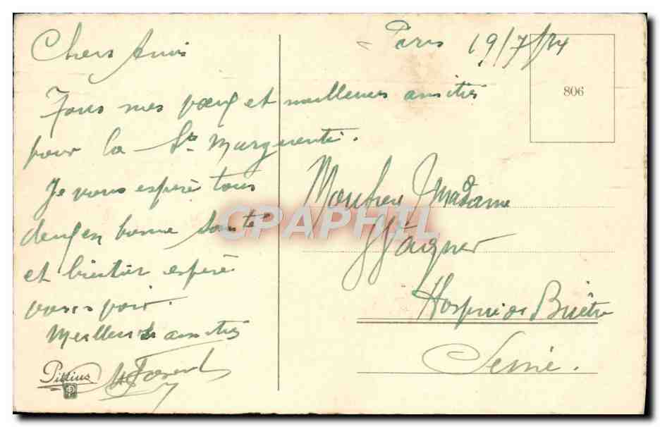 CPA Fantaisie Fleurs Fer a cheval — Verso