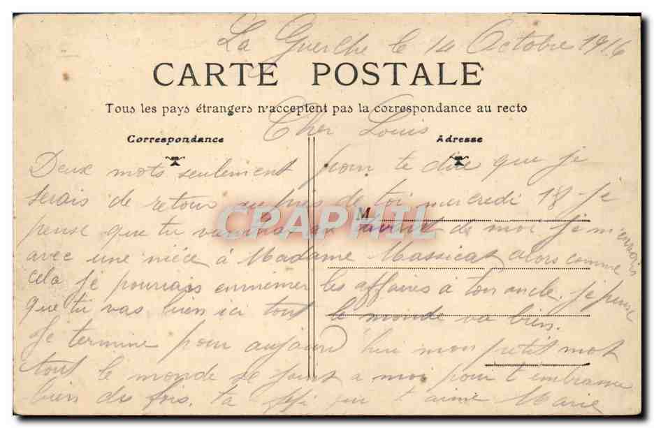 Les embêtements d'un Morvandiau — Hôtel de la Lune, Bourges-Never, chemin de fer — illustration humoristique — Verso