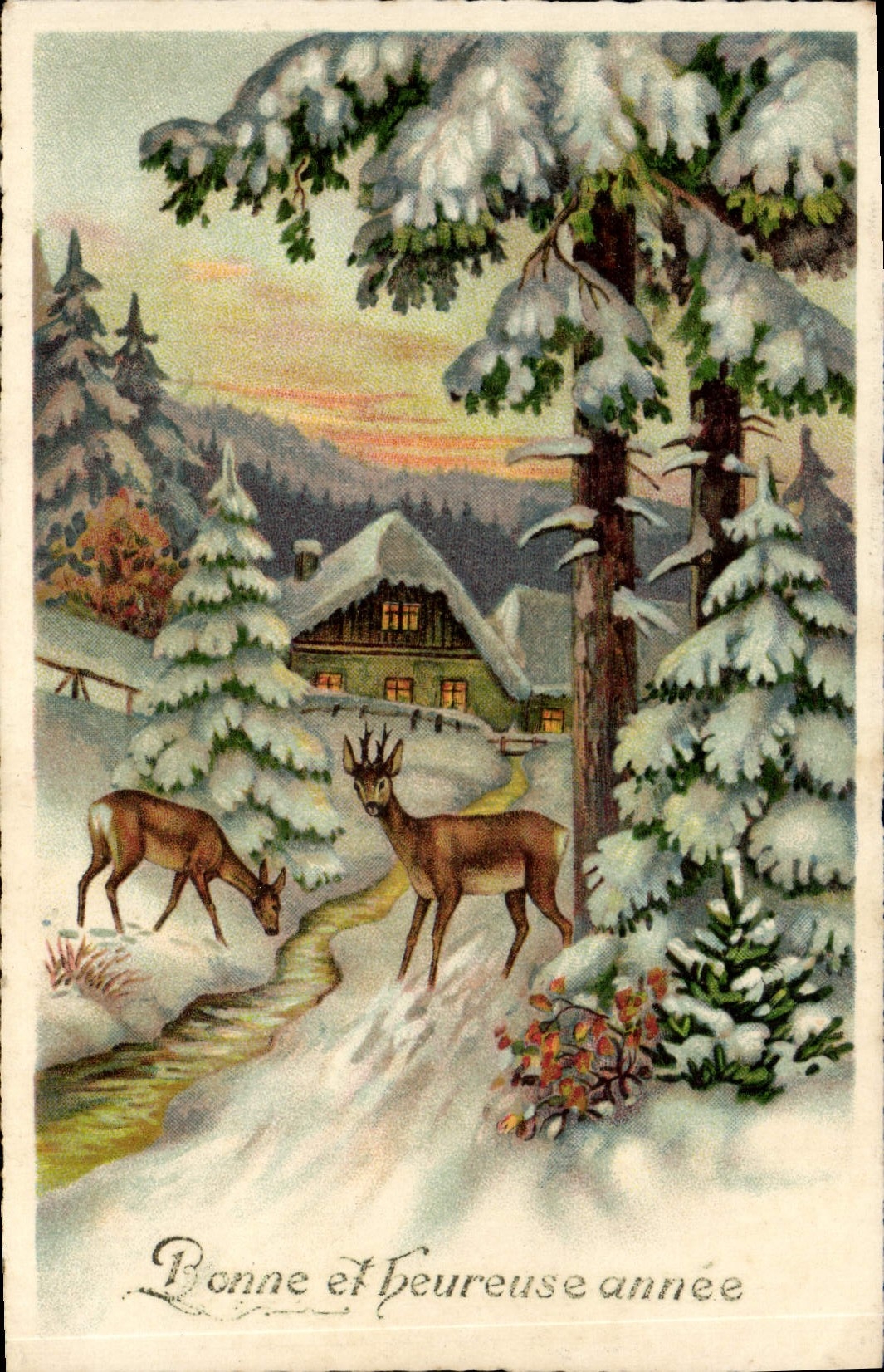 CPA Fantaisie Bonne Annee Biche