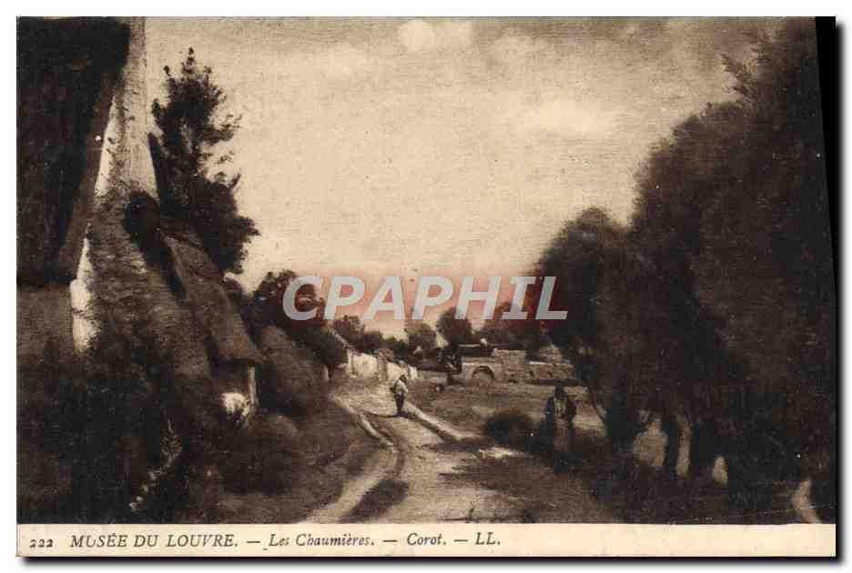 CPA Fantaisie Musee du Louvre Les chaumieres Corot