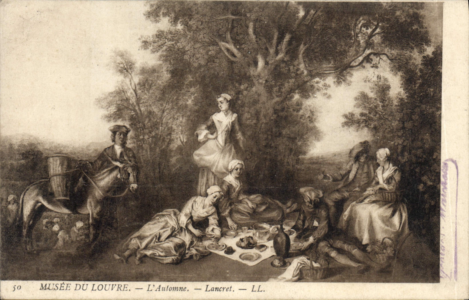 CPA Fantaisie Musee du Louvre L'automne Lancret