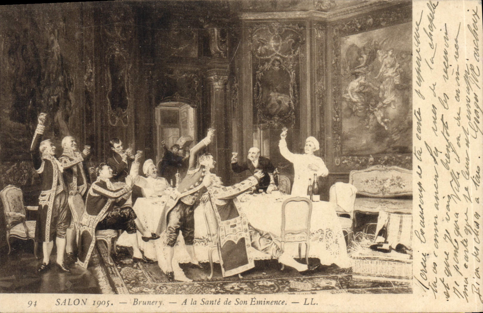 CPA Fantaisie Salon 1905 Brunery A la sante de son eminence