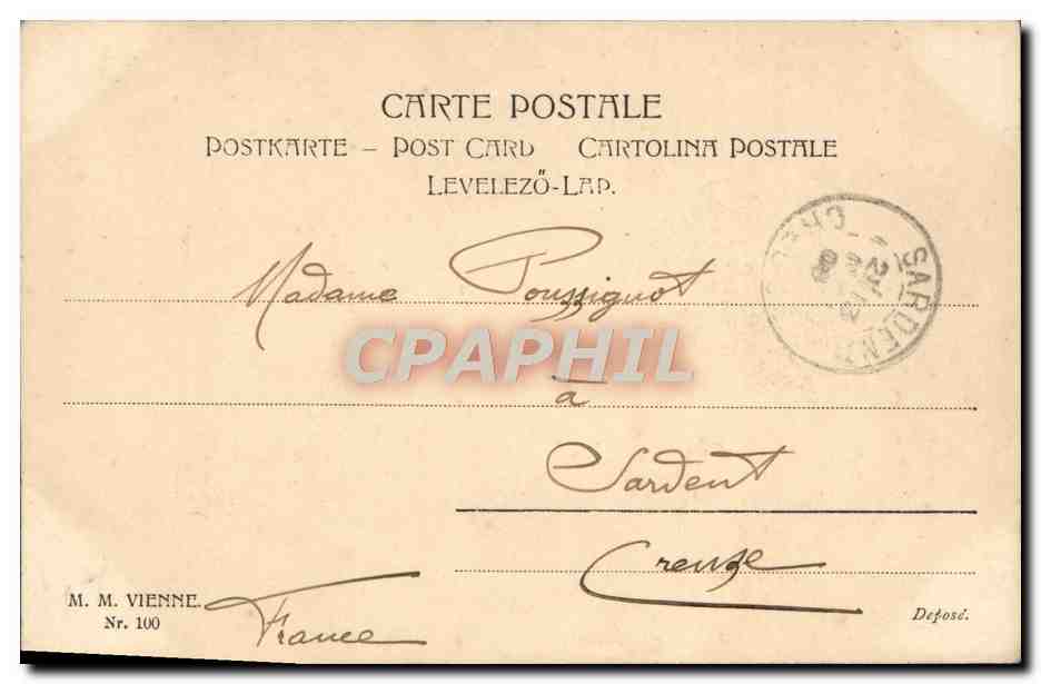 Jeune femme souriante avec un bandeau floral — H. Knell — n° 100 — Reverso