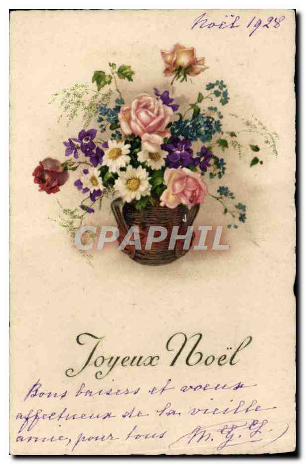 CPA Fantaisie Fleurs Noel
