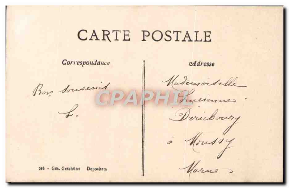Femme en chapeau de paille orné de fleurs bleues — AFS, n° 404 — Achterkant