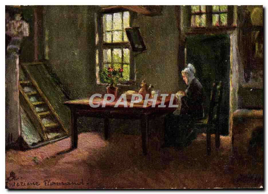 CPA Fantaisie Interieur Normand Folklore Femme