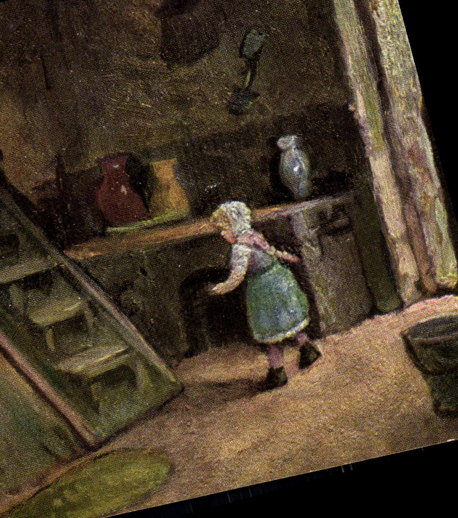 Fille dans une cuisine rustique — illustration — Éditeur Raphaëlle, Paris, série 378
