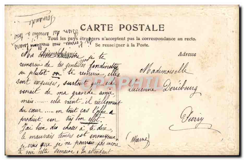 Amor sincero y fiel — escena amorosa — Tarjeta postal antigua n°102 — Reverso