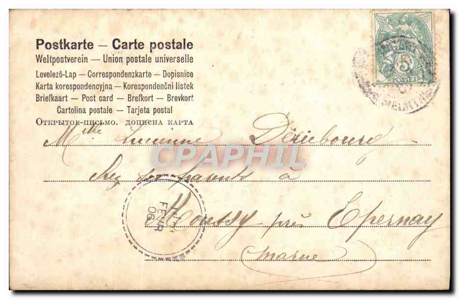 Jeune femme en robe de mariée — chapeau à voile et bouquet — éditeur non identifié, n° 837 — Verso