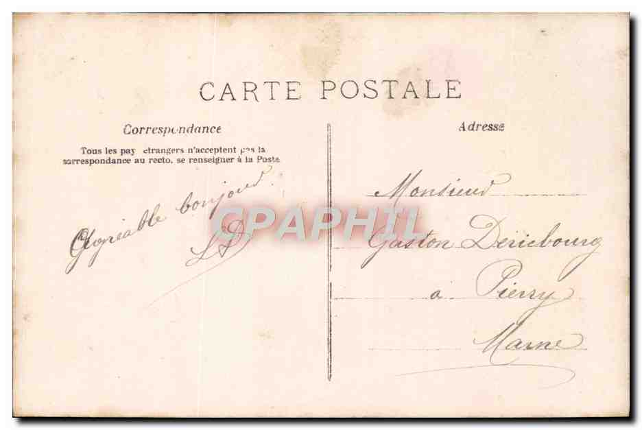Coppia festiva a la mesa — De la coupe aux lèvres — editor desconocido, n° 1136 — Reverso