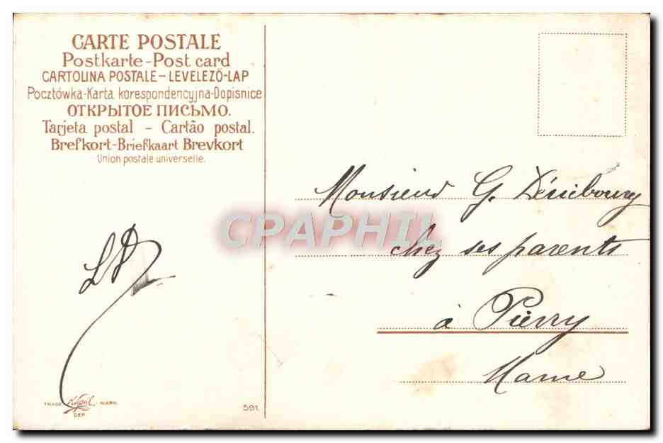 CPA Fantaisie Fleurs Coeur Colombe — Verso