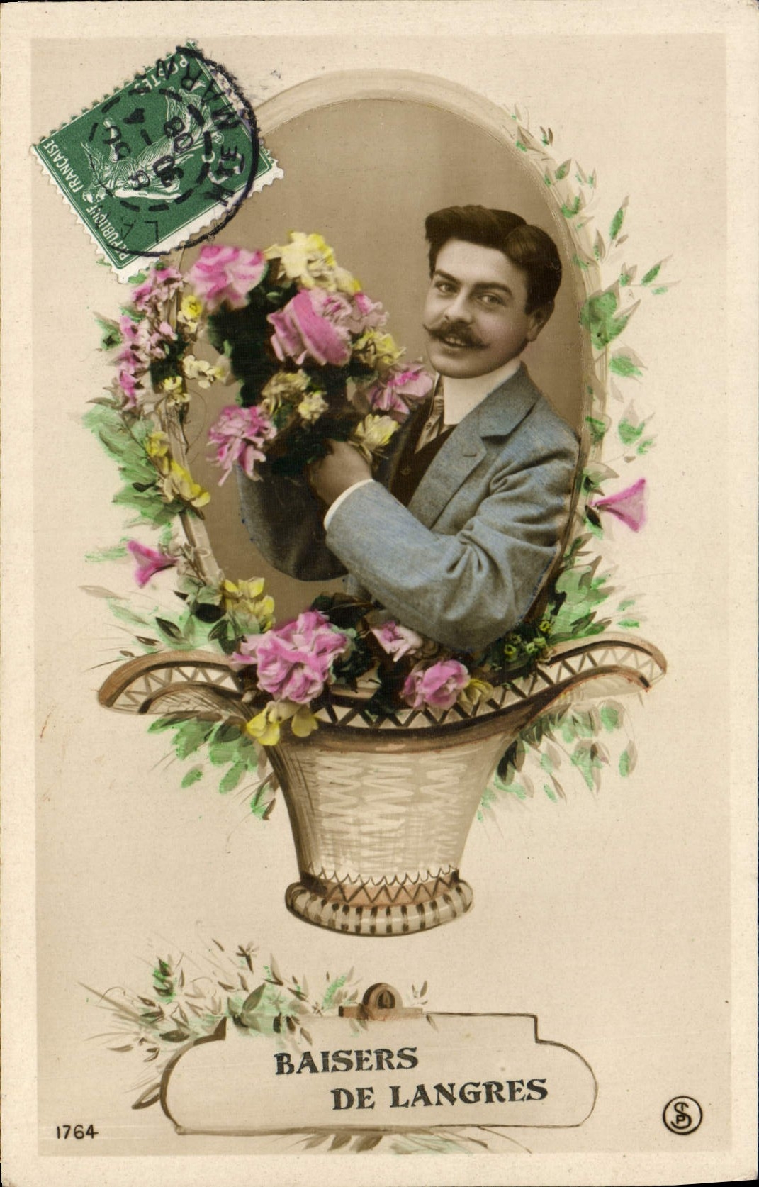 CPA Fantaisie Homme Baisers de Langres