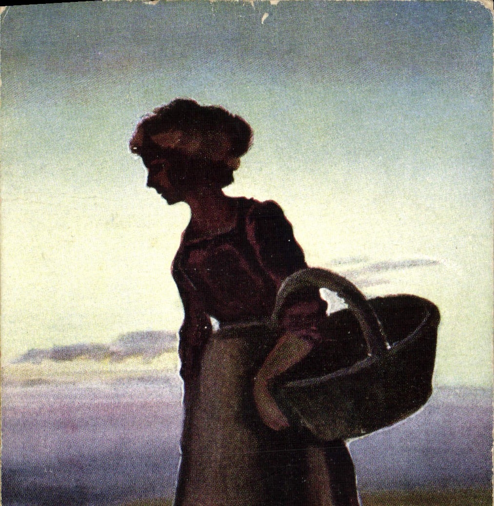 Femme avec panier — paysage — Union postale universelle, série 364