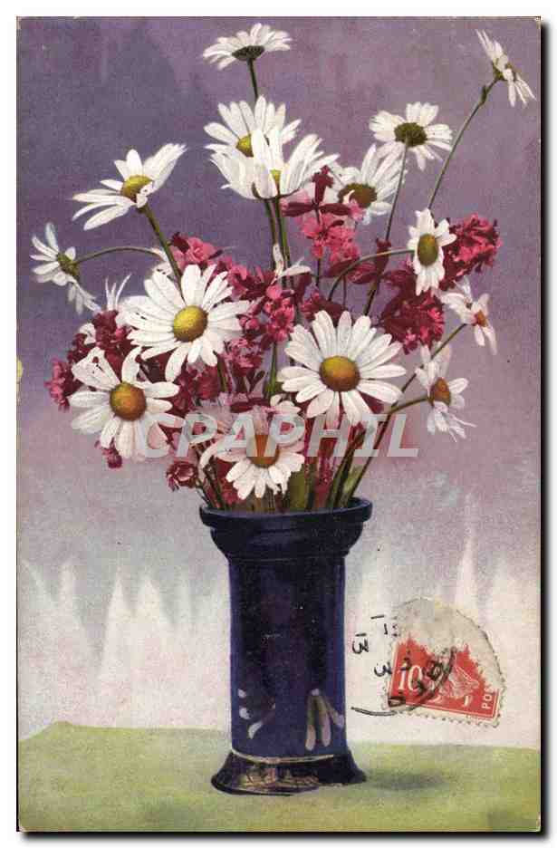Blumenstrauß aus Margeriten und rosa Blumen — Photochromie, Serie X, Nr. 665